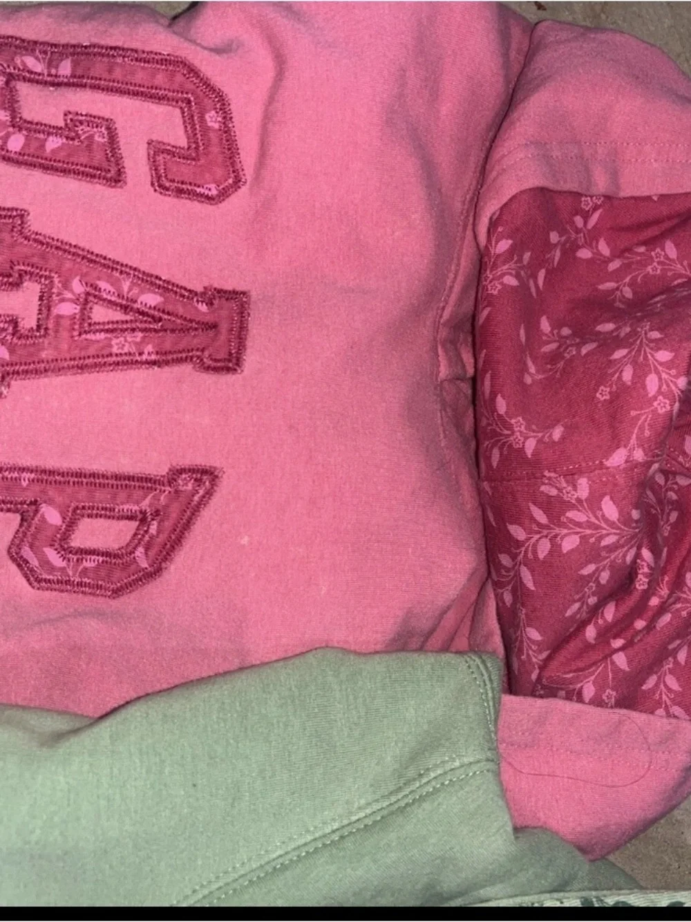 GAP Hoodies in Pink & Sage Green with Floral Hoods women’s size XL lot 2